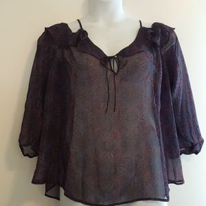 Arizona Junior Plus 3x Sheer Cold Shoulder Blouse